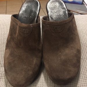 Womens UGG Brown Suede Clogs